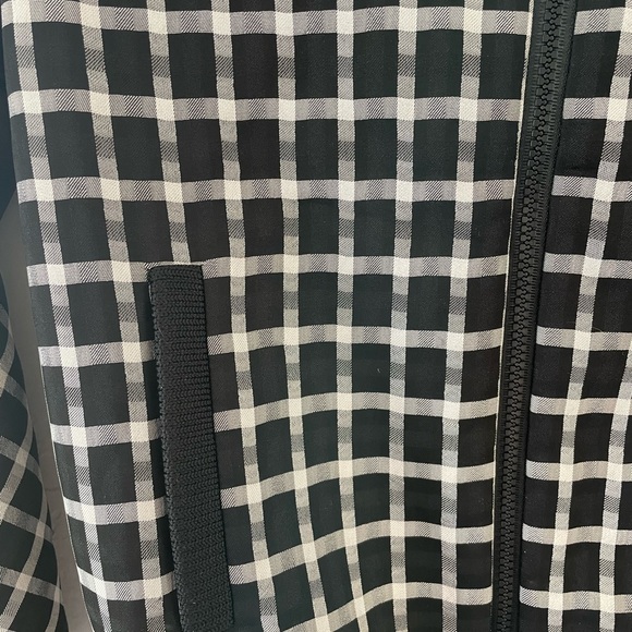 Maje Checkered Plaid Black White Varsity Bomber Jacket Sz 38 - Picture 2 of 6